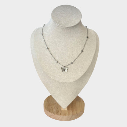 Butterfly Silver Choker W/ Back Chain Tassel