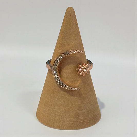 Moon Star Dazzling Open Finger Ring