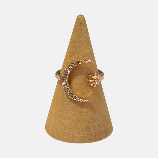 Moon Star Rose Gold Adjustable Ring