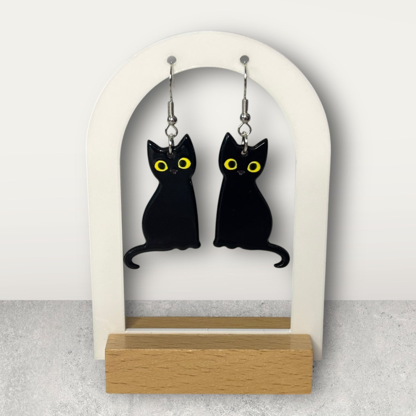 Small Black Cat Drop Earring