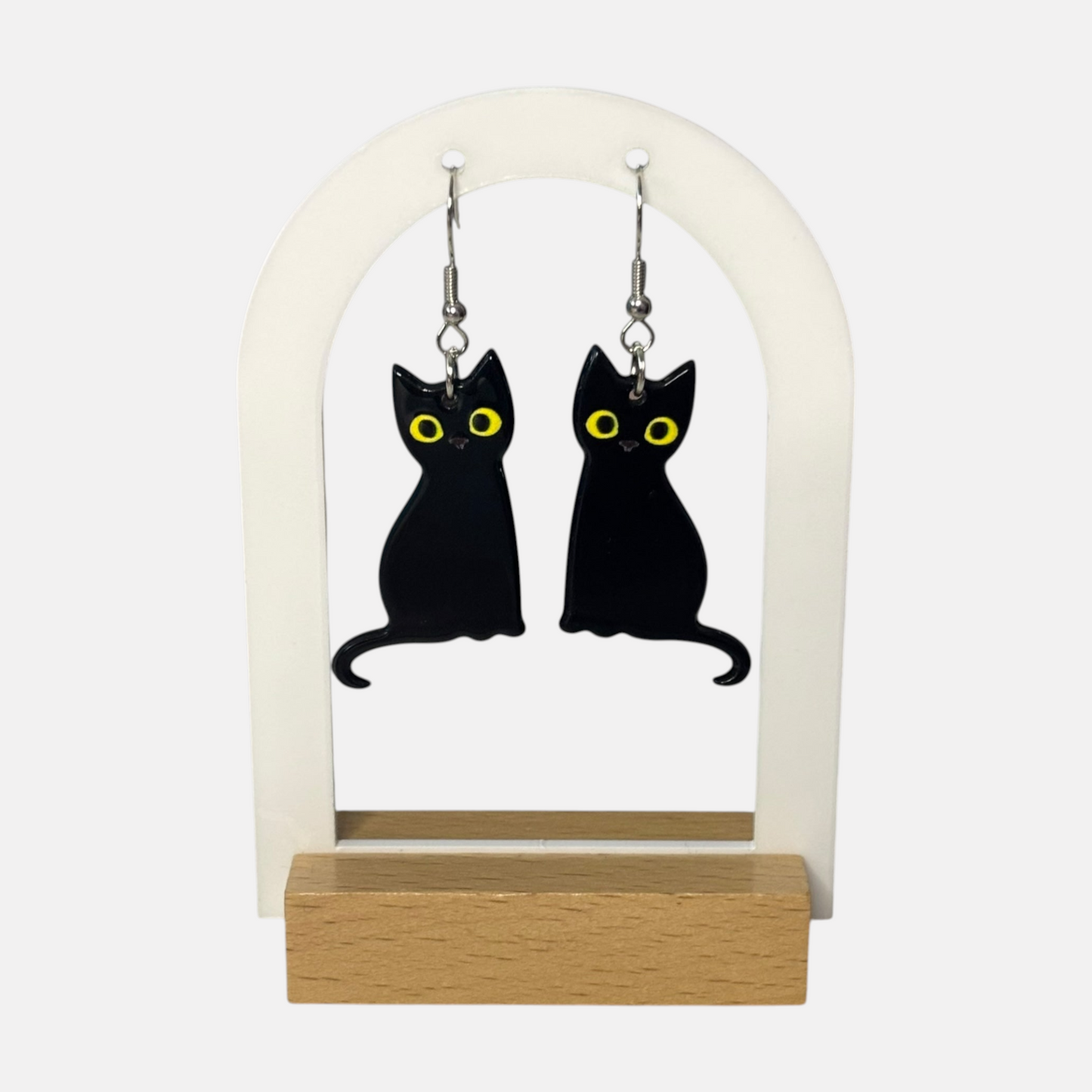 Small Black Cat Drop Earring