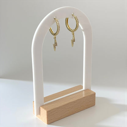 Crystal Gold Lightning Hoop Earrings