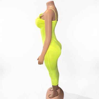 V Neck Long Midi Bodycon Dress