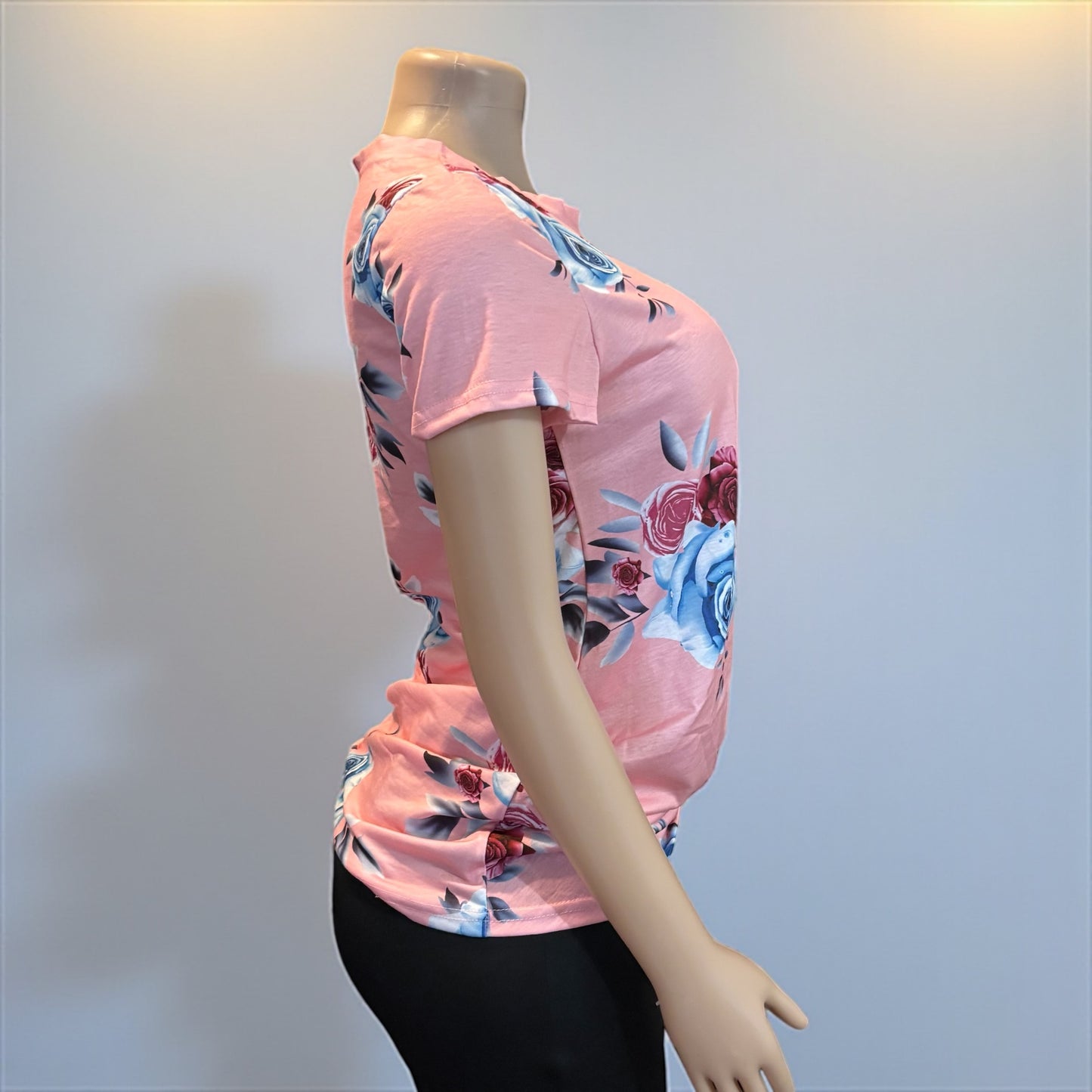 Pink Floral Shirt With Knot Top