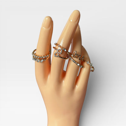 Juego de 7 anillos de oro bohemio