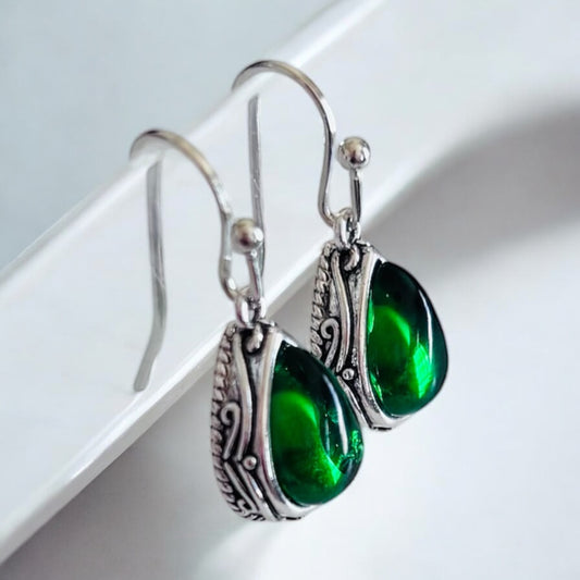 Green Stone Dangle Earring