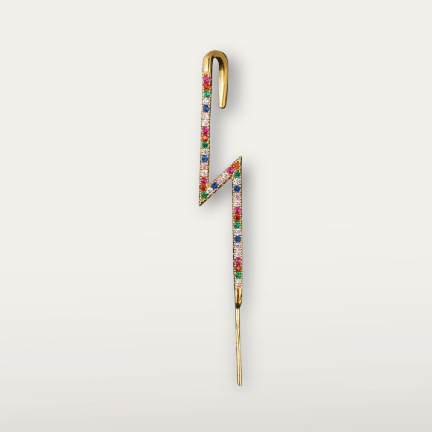 One Piece Multicolor Long Gold Earring