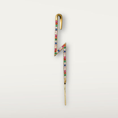One Piece Multicolor Long Gold Earring