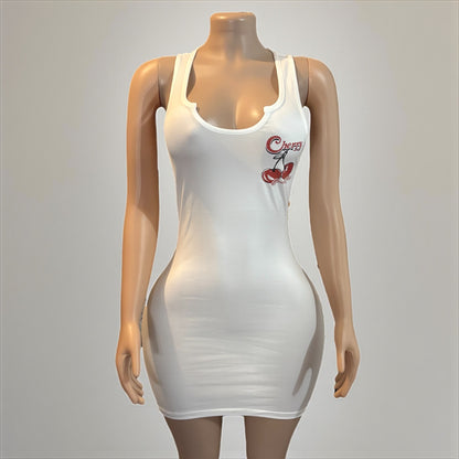 Cherry U Neck Sleeveless Sheath Dress