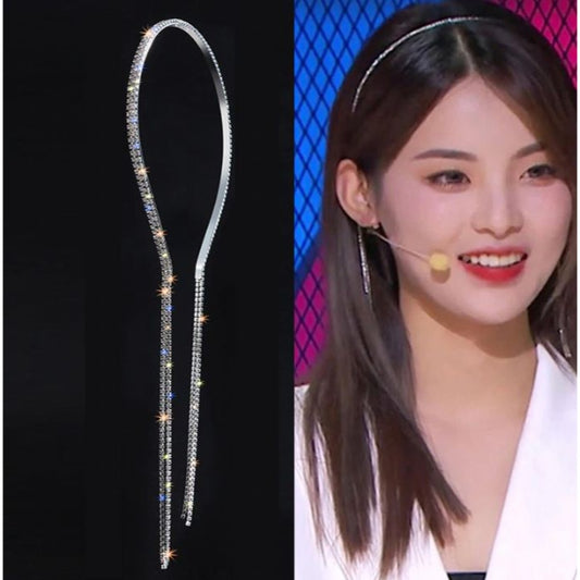 Diadema con 2 filas de brillantes diamantes de imitación