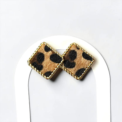 Leopard Print Square Stud Earrings