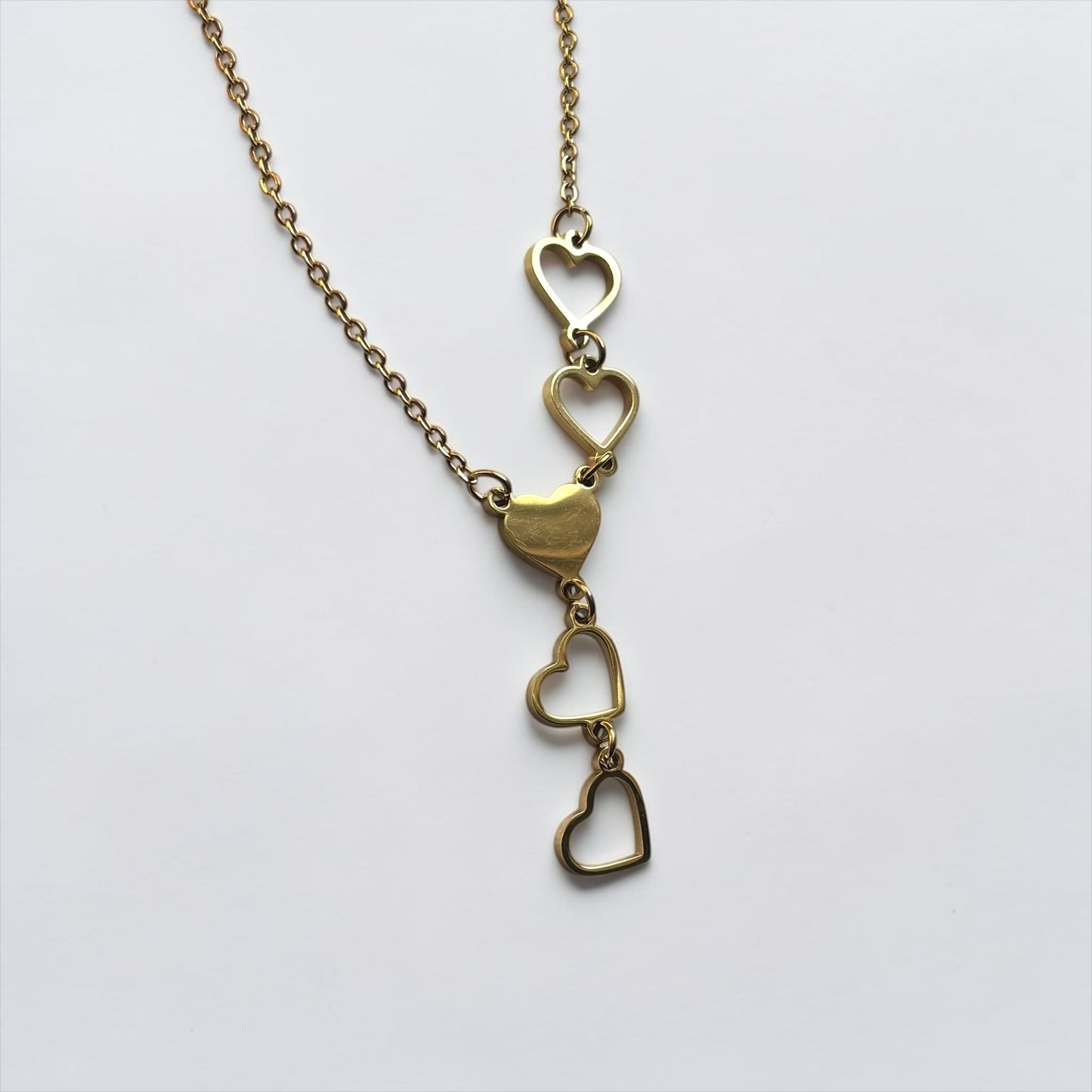 Hearts Gold Pendant Charm Necklace
