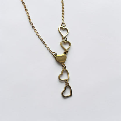 Hearts Gold Pendant Charm Necklace