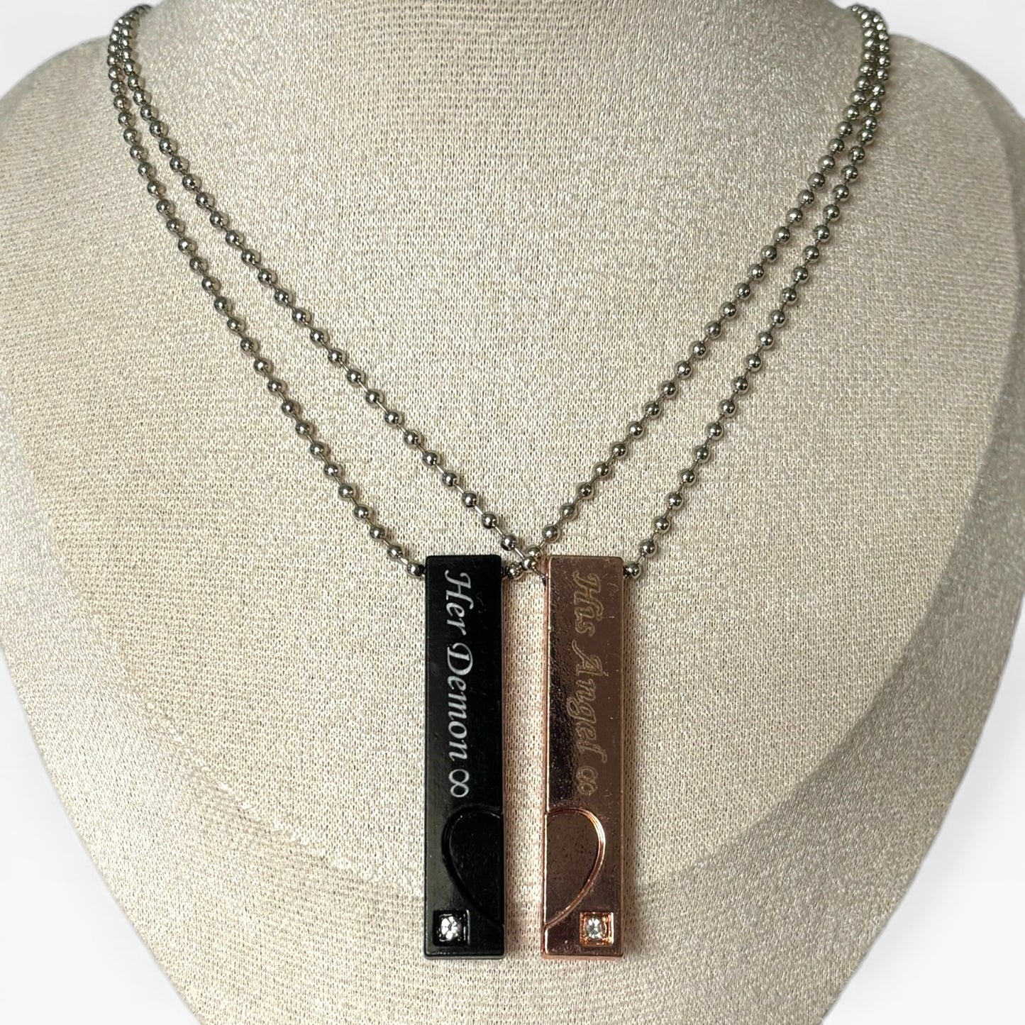 Her Demon His Angel Couples Matching Necklace