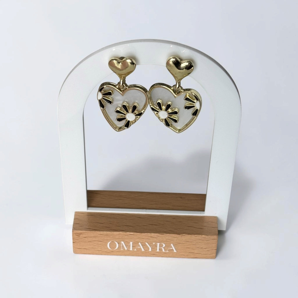 Ivory Floral Heart Drop Earrings