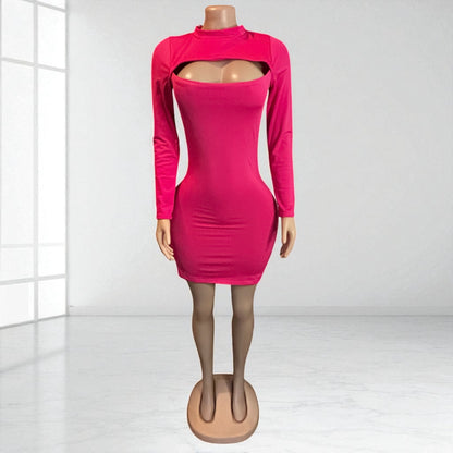 Solid Pink Cut Out Mini Dress
