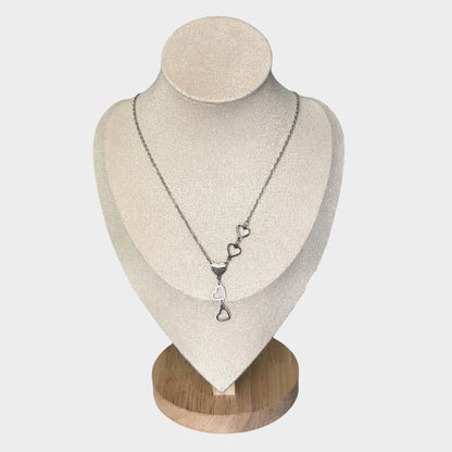 Hearts Silver Pendant Charm Necklace