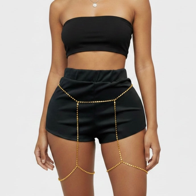 Crystal Gold Thigh Leg Body Chain