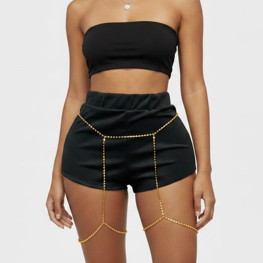 Crystal Gold Thigh Leg Body Chain
