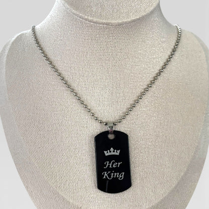 Her King His Queen Matching Couple Necklaces