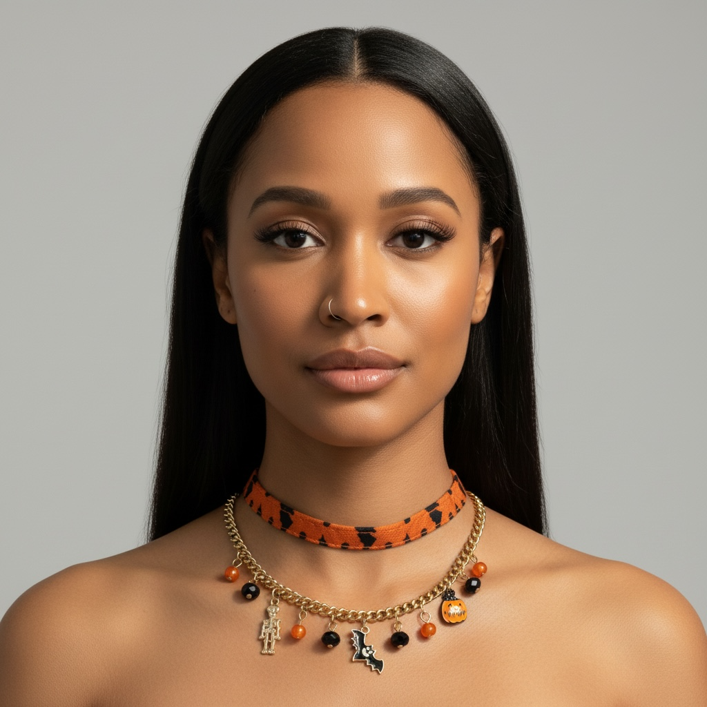 Halloween Charm Layered Choker Necklace Set