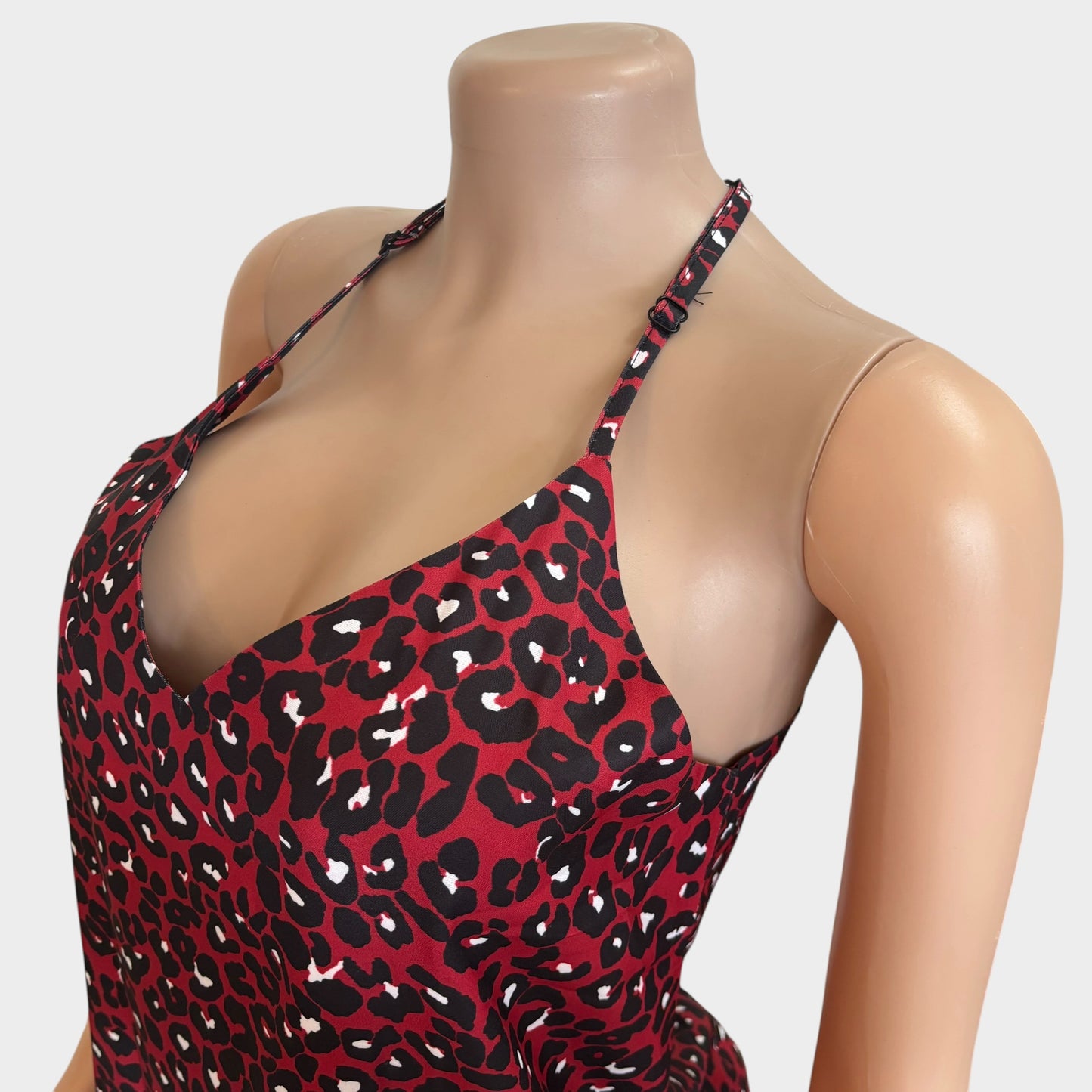 Wine Red Leopard Printed Racerback Tank Top