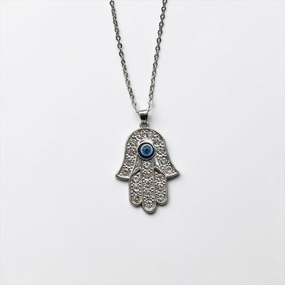 Palm Protection Silver Necklace