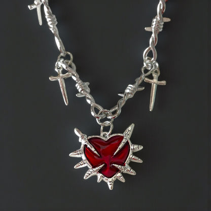Punk Red Heart Choker