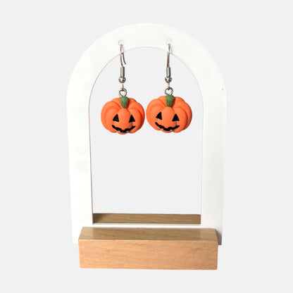 Happy Face Pumpking Small Drop Earring