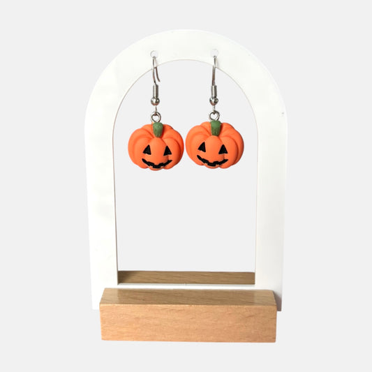 Happy Face Pumpking Small Drop Earring