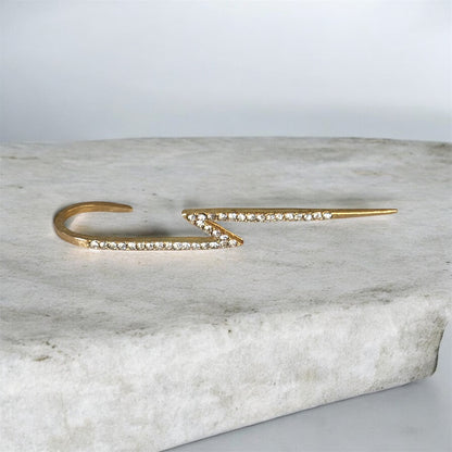 One Piece Crystals Gold Earring