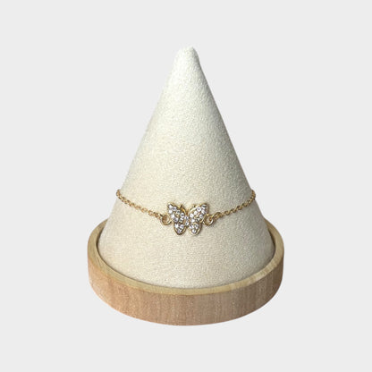 Butterfly Rhinestone Gold Anklet