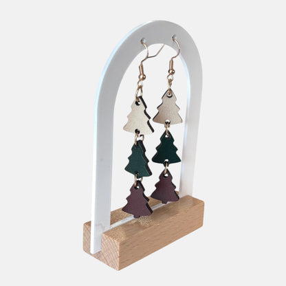 Christmas Tree Wood Dangle Earrings