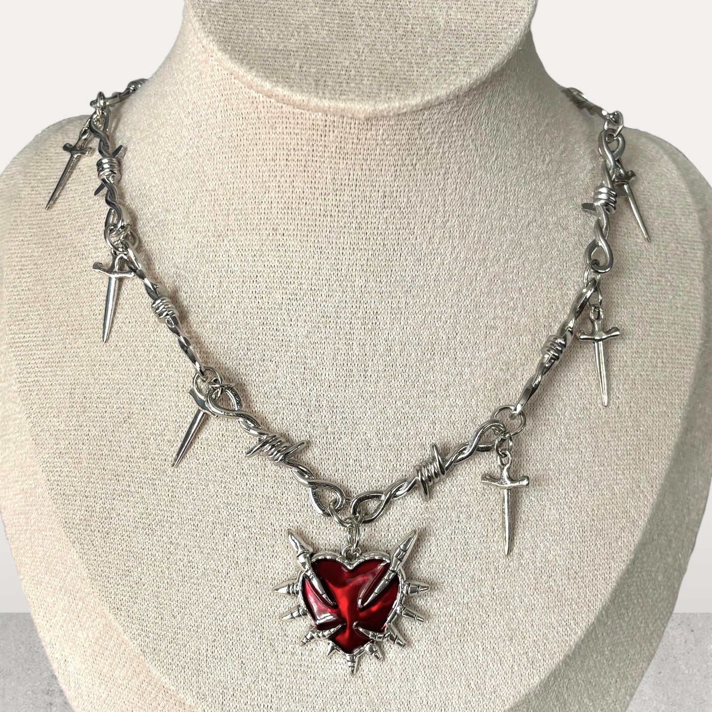 Punk Red Heart Choker
