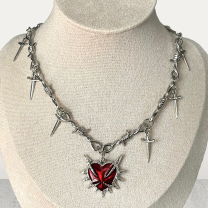 Punk Red Heart Choker