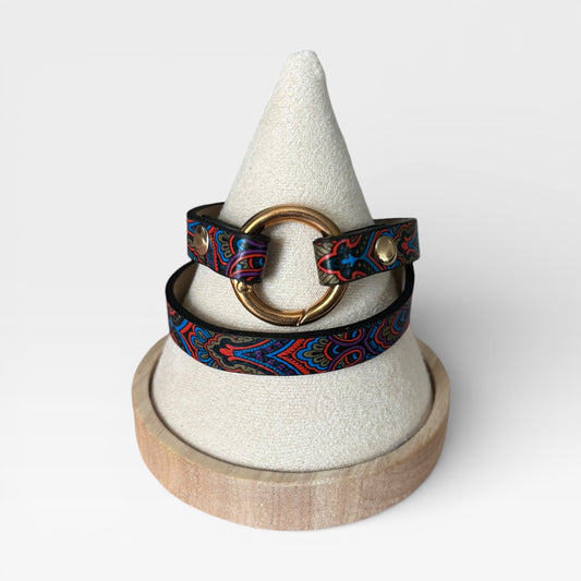 Pulsera de cuero multicolor para mujer