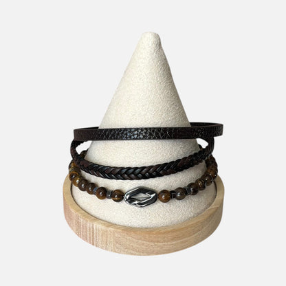 Pulsera clásica de cuero multicapa para hombre
