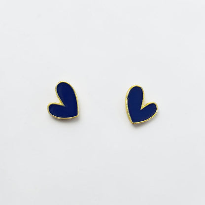 Small Dark Blue Heart Earring