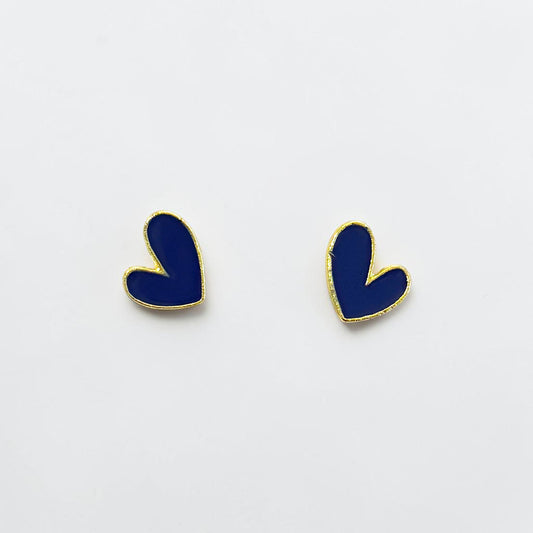 Small Dark Blue Heart Earring
