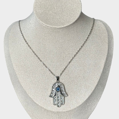 Palm Protection Silver Necklace