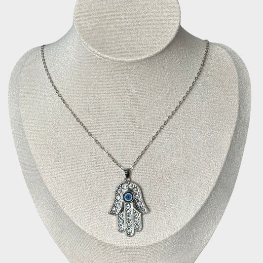 Palm Protection Silver Necklace