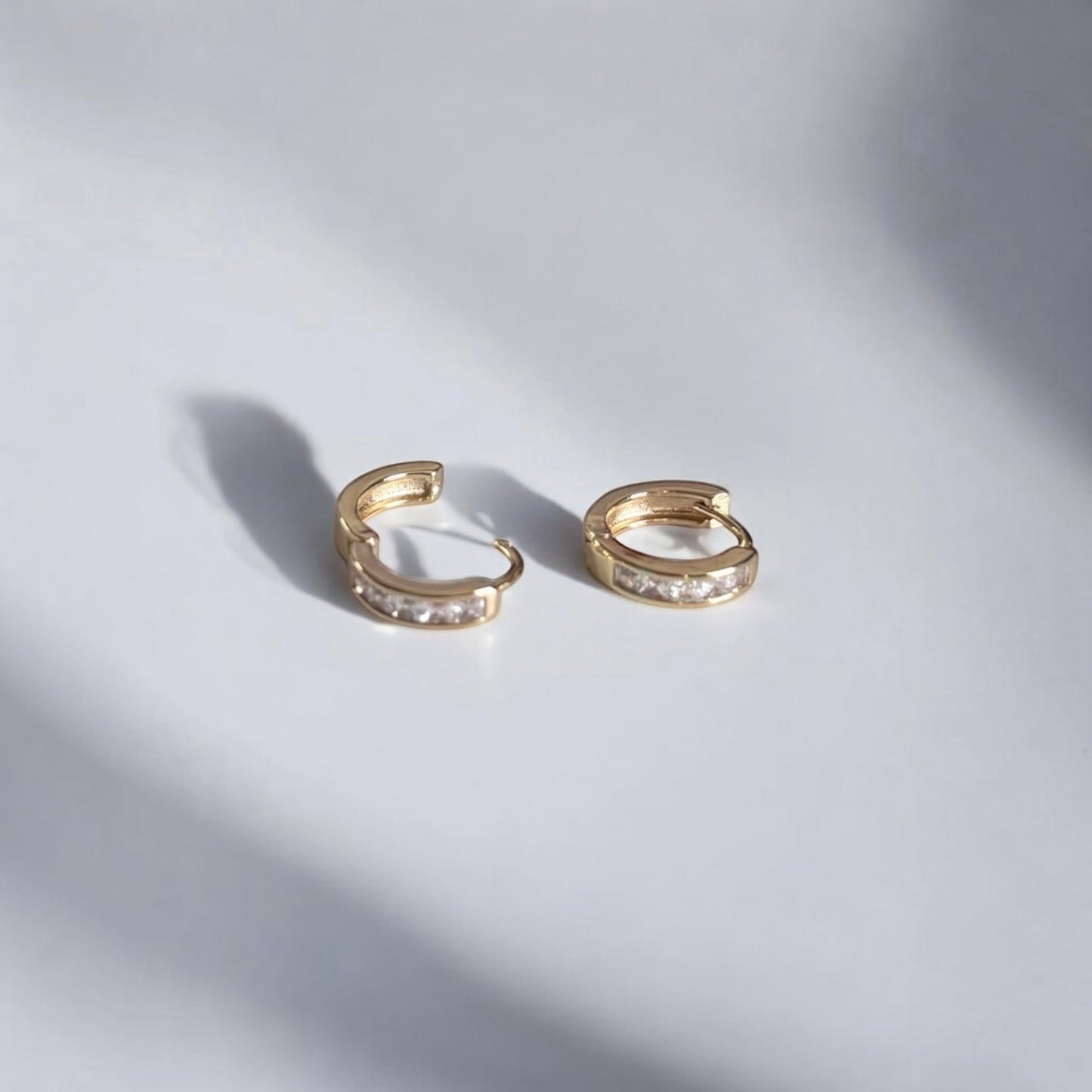 Small Gold Zircon Hoop Earrings