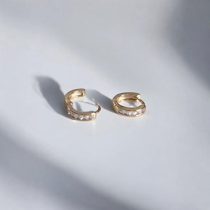 Small Gold Zircon Hoop Earrings