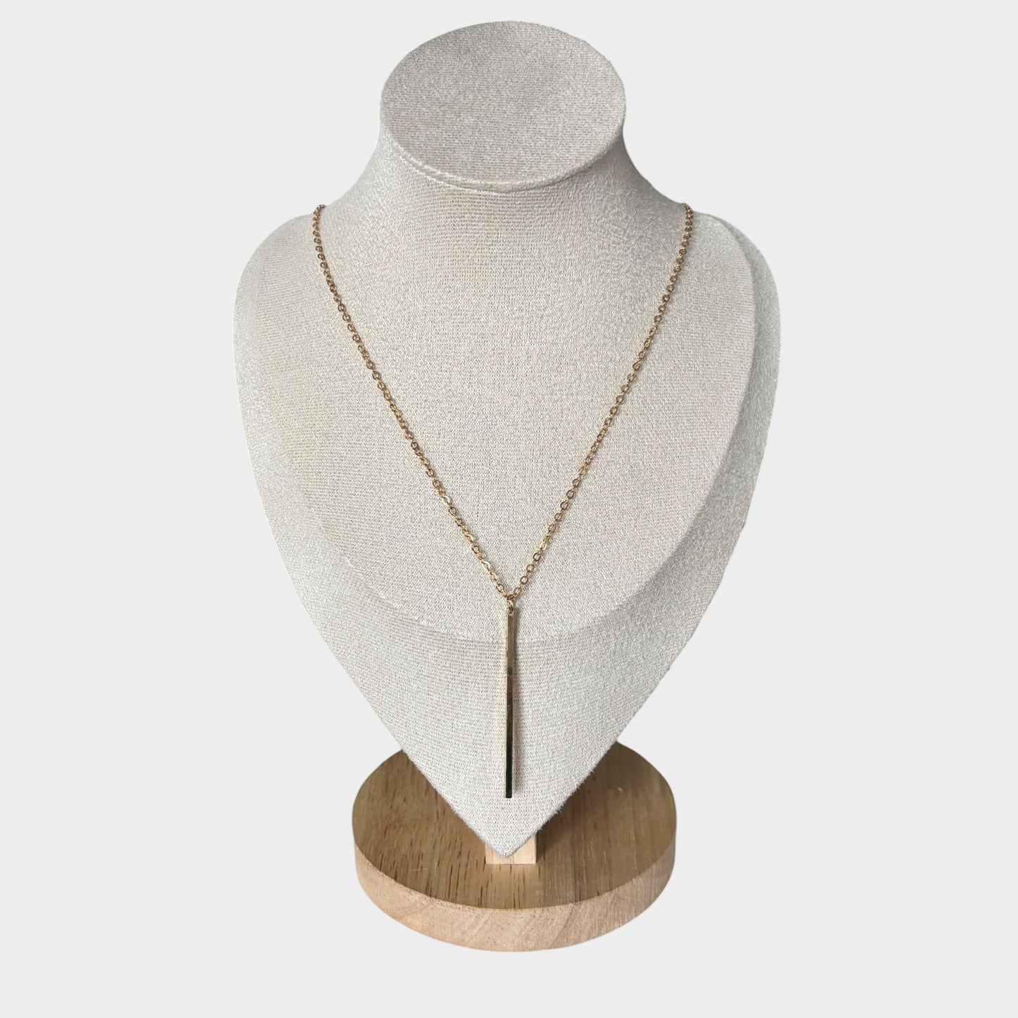 Long Classic Stick Pendant Gold Necklace