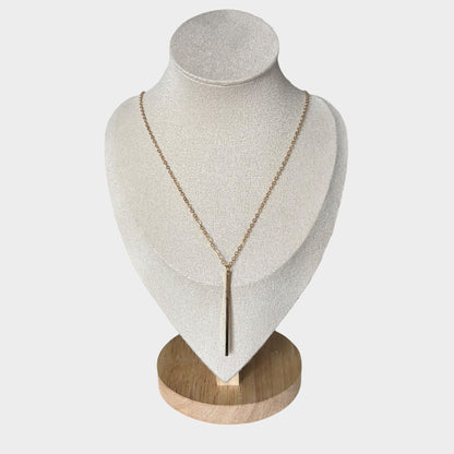 Long Classic Stick Pendant Gold Necklace