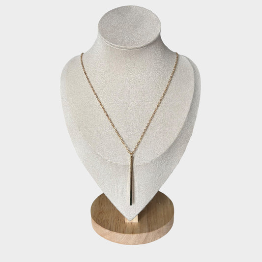 Long Classic Stick Pendant Gold Necklace