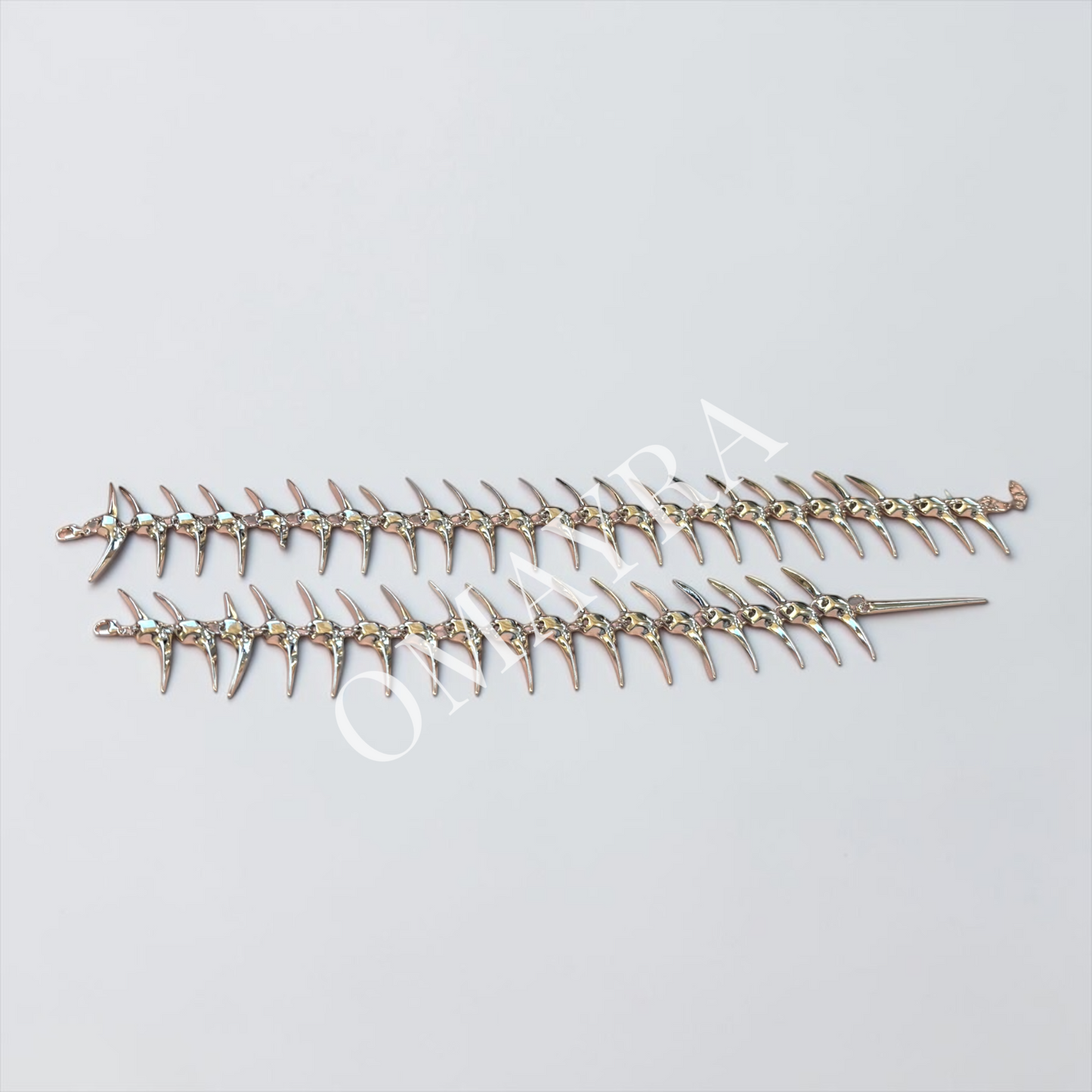 Silver Adjustable Punk Skeleton Choker with Back Chain