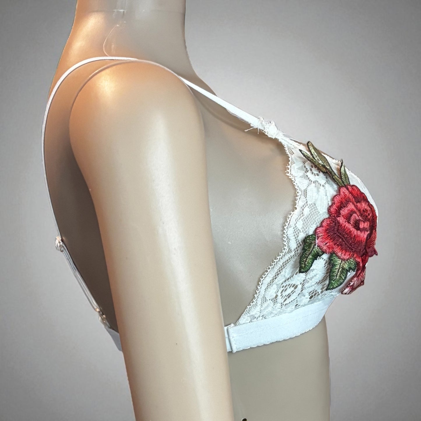 Lace Wire Free Rose Floral Bra