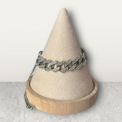 Lujosa pulsera de tobillo ajustable con diamantes de imitación