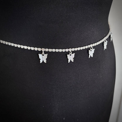 Cadena de cintura con diamantes de imitación y forma de mariposa